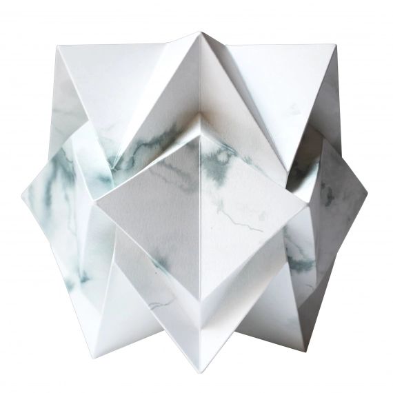 Lampe de table origami en papier motif hiver taille S