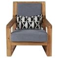 image de fauteuils scandinave Fauteuil en pin recyclé et tissu gris