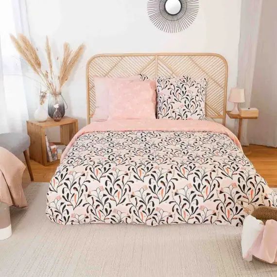 Parure de couette fleurie en satin de coton bio multicolore 220 x 240