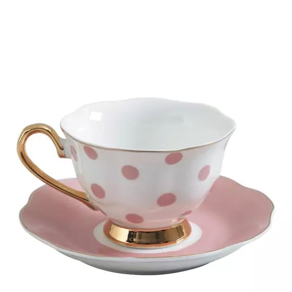 Tasse à thé pois rose 19cl