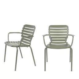 Vondel – Lot de 2 fauteuils de jardin en métal – Couleur – Vert de gris