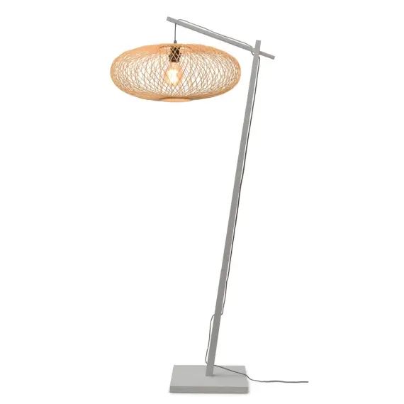 Lampadaire bambou abat-jour bambou blanc/naturel, h. 176cm