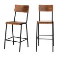 image de tabourets de bar scandinave Lot de 2 chaises de bar métal et bois 67cm métal  et  bois foncé
