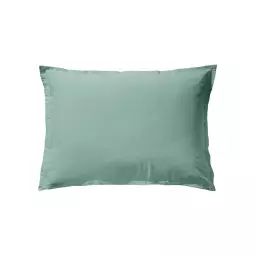 Taie d’oreiller unie en coton lavé Vert Fumée 50×70
