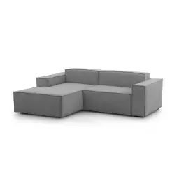 Canapé d’angle 2 places en tissu gris