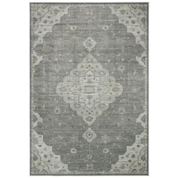 Tapis de salon d&rsquo;inspiration vintage gris et beige 120×170