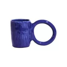 Mug Donut en Céramique, Faïence émaillée – Couleur Bleu – 9 x 9 x 12 cm – Designer Pia Chevalier
