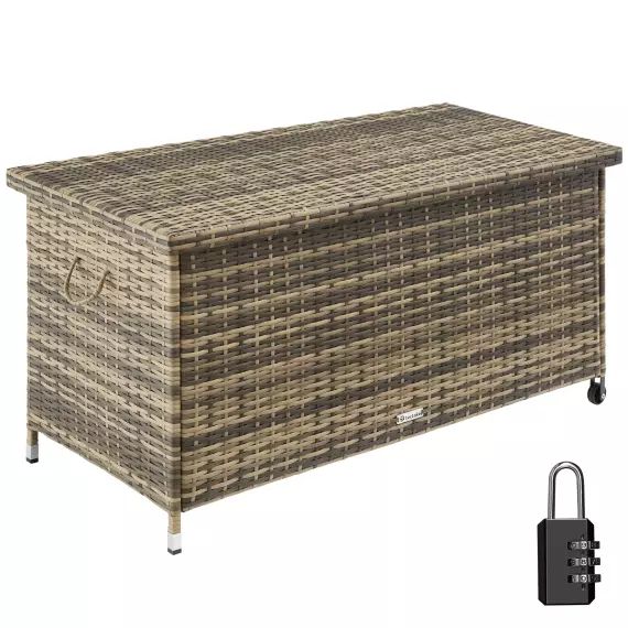 Coffre de jardin KIRUNA en rotin synthétique 120x55x61,5cm 270 L