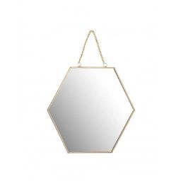 Miroir doré suspendu avec chaînette 20×18