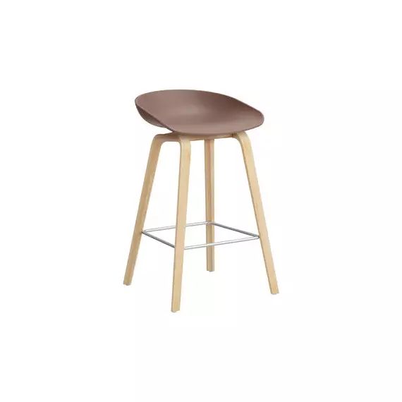 Tabouret de bar About a stool en Plastique, Chêne savonné – Couleur Rouge – 47 x 43 x 75 cm – Designer Hee Welling