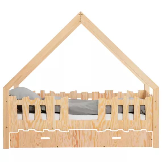 Lit cabane 90×190 sommier et tiroir inclus naturel