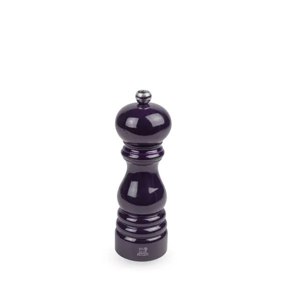 Moulin à poivre manuel en bois laqué aubergine 18 cm