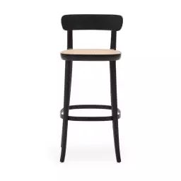 Romane – Lot de 2 chaises de bar bistrot en bois massif et rotin H75cm