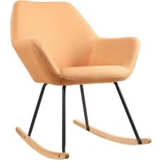 Rocking chair assise tissu orange pieds métal noir