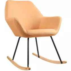 Rocking chair assise tissu orange scandinave pieds métal noir