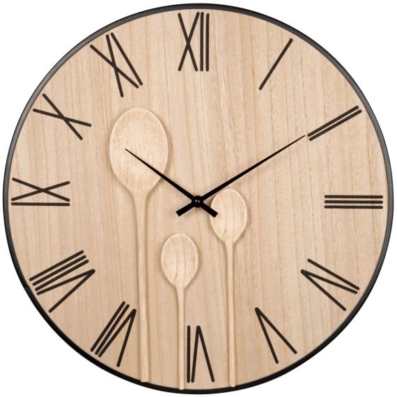 Horloge en bois et métal, chiffre romain style vintage