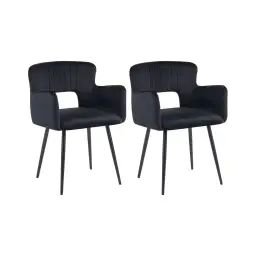Lot de 2 chaises de salle à manger en velours noir