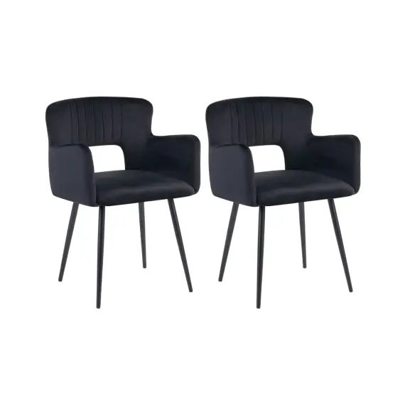 Lot de 2 chaises de salle à manger en velours noir