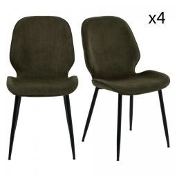 Lot de 4 chaises design en velours pieds noir vert