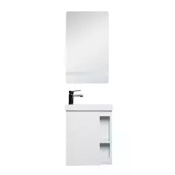 Meuble lave-mains  Blanc avec vasque blanche + miroir