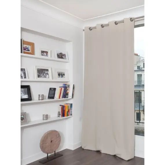 Rideau thermique occultant gris galet 140×260