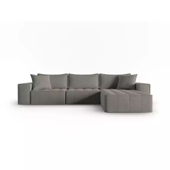 Canapé d’angle droit modulable 5 places en tissu structurel gris