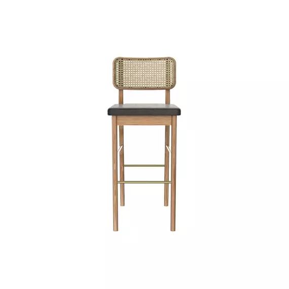 Tabouret de bar Cannage en Bois, Chêne massif – Couleur Bois naturel – 43 x 69.52 x 96 cm