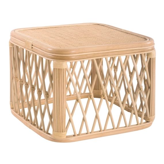 Table basse carrée en rotin tressé