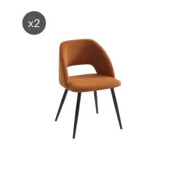 Lot de 2 chaises  velours côtelé terracotta pieds métal
