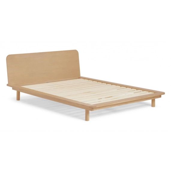 Kano, lit double (140 x 200) avec sommier et étagère, pin