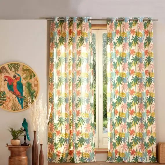 Rideau à l&rsquo;unité monté sur œillet 135×260 en coton multicolore