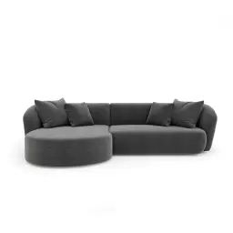 Canapé d’angle gauche velours gris graphite