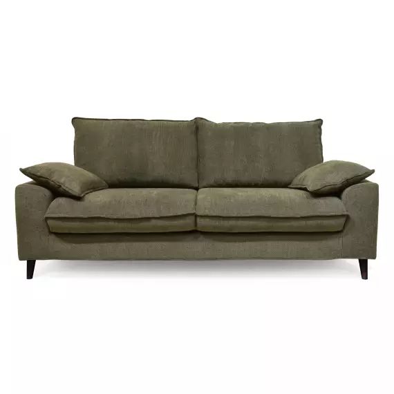 Canapé en tissu chiné 3 places vert kaki