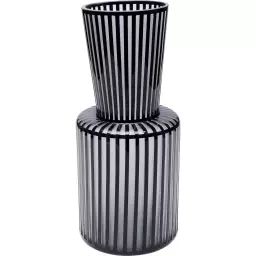 Vase en verre gris clair mat et noir brillant H41