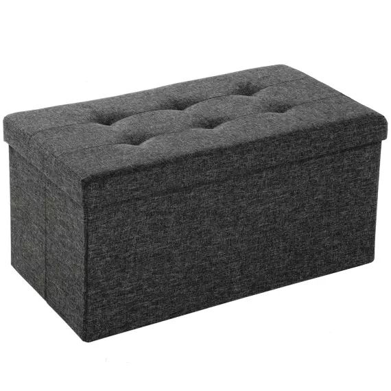 Banc coffre de rangement pliable en polyester 76x38x38cm gris foncé