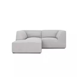 Canapé d’angle gauche 3 places en tissu structurel gris clair