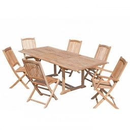 Table de jardin et chaises en bois teck 8/10 personnes.