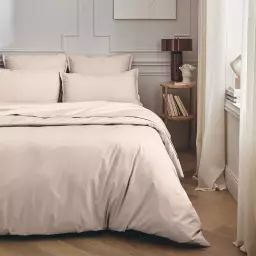 Parure de lit en percale de coton rose lingerie 140×200