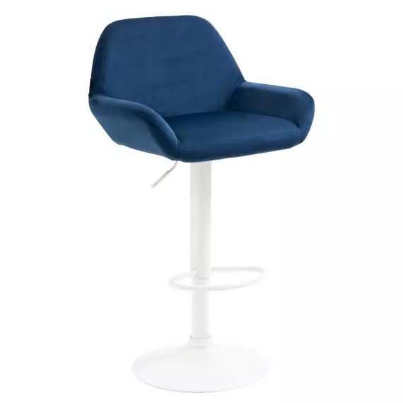 Tabouret de bar velours ajustable pivotant velours Bleu