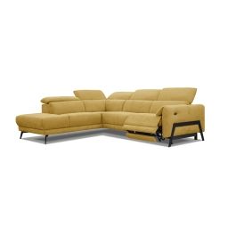 Canapé d’angle gauche 5 places avec relax électrique tissu jaune