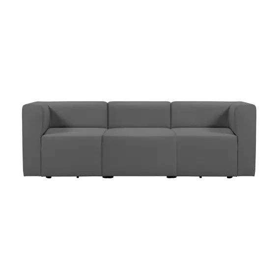 Canapé droit modulable 4 places en tissu gris foncé