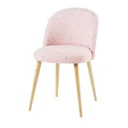 Chaise vintage rose motifs étoiles dorées Mauricette