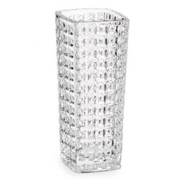 Petit vase carré en verre transparent points – 6.4×6.4x15cm