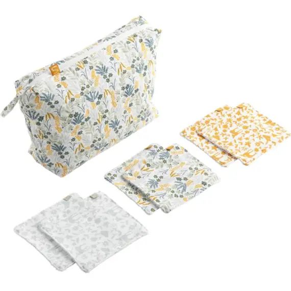 Trousse de toilette en coton vert tilleul