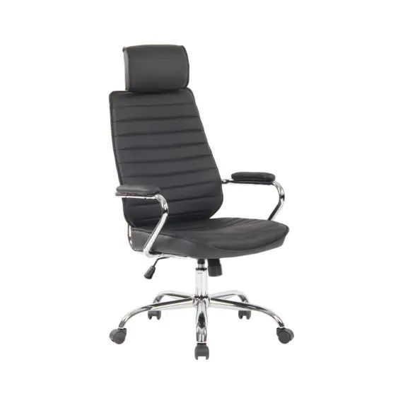 Chaise de bureau réglable pivotant en véritable cuir Noir