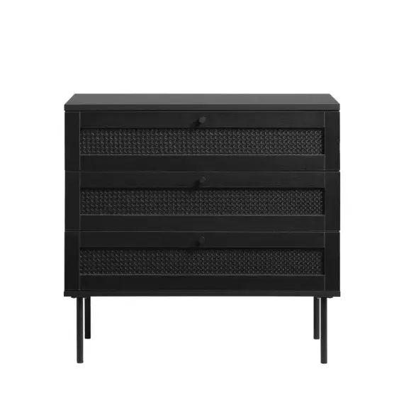Rinto – Commode 3 tiroirs en bois et métal L80cm – Couleur – Noir