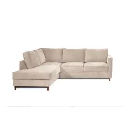 Canapé d&rsquo;angle gauche convertible 5 places Velours côtelé Beige