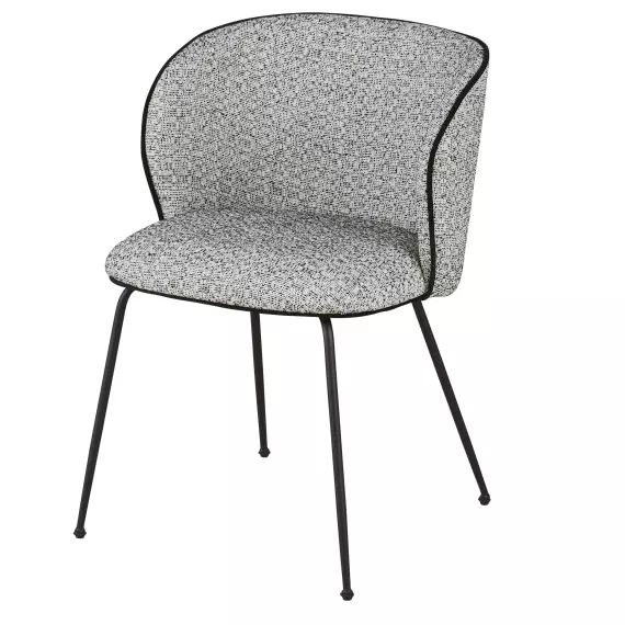 Chaise en polyester recyclé et lin gris et pieds en métal noir
