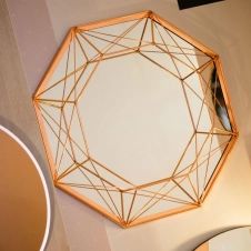 Miroir octogonal Filaire cuivre, l.46 x H.46 cm