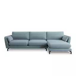 Canapé d’angle 5 places en velours bleu